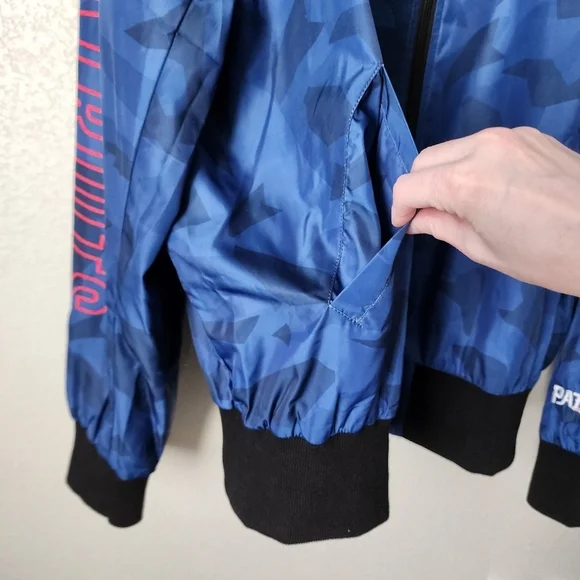 NFL TEAM x PATRIOTS windbreaker‎ logo jacket in blue full zip size 2XL - Picture 3 of 10
